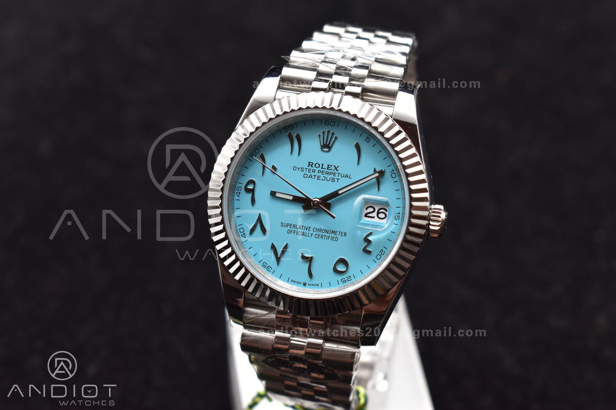DateJust 41 126334 DIWF 1:1 Best Edition 904L Steel Tiffany Blue Dial Arabic Marker on Jubilee Bracelet SA3235